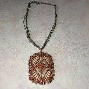 Orange and Gold Statement Necklace